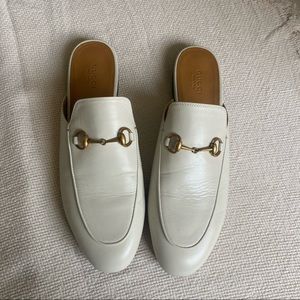 Gucci White Princeton Leather Slippers Loafers Size 40